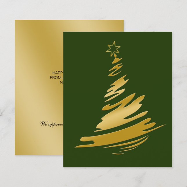 Carte de vacances Arbre de Noël Vert Budget (Devant / Derrière)