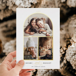 Carte de vacances Arch 3 Photo Merry & Bright avec