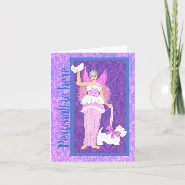 Carte de vacances Art Nouveau White Westie Dog Pin (Devant)