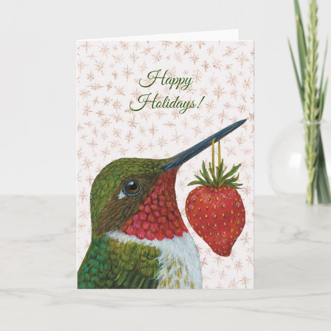 Carte de vacances aux colibris/fraises (Devant)