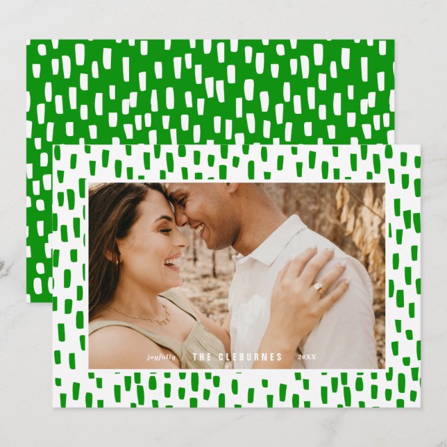 Carte de vacances avec cadre de photo vert brillan (Devant / Derrière)