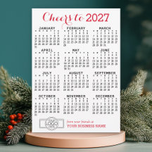 Carte de vacances avec calendrier 2027 et logo d'e