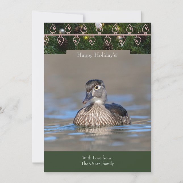 Carte de vacances avec un canard à bois (Devant)