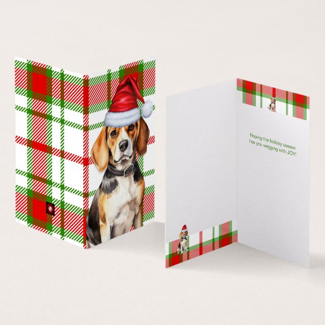Carte de vacances beagle Chien rouge et verte (Inside and Outside)