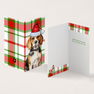 Carte de vacances beagle Chien rouge et verte