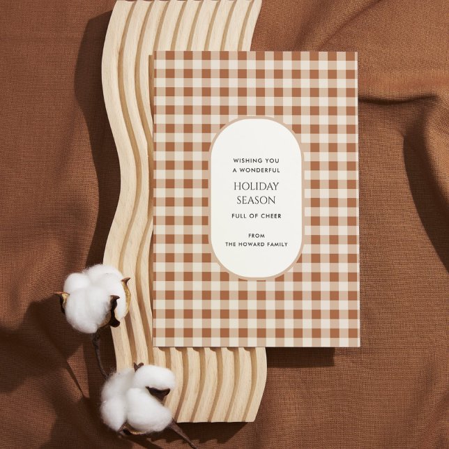 Carte de vacances Beige Brown Buffalo Plaid Typogr (Créateur téléchargé)