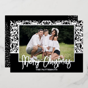 Carte de vacances Black Damask Foil
