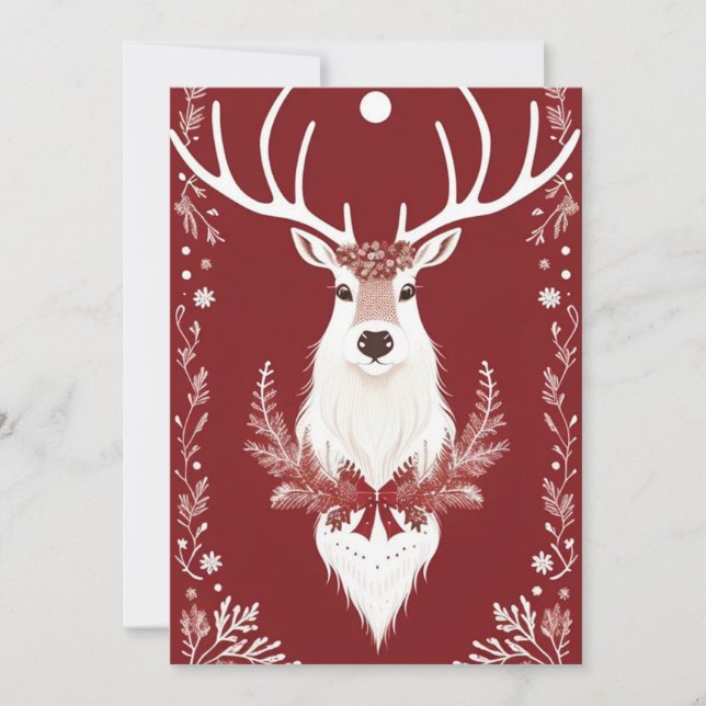 Carte de vacances blanche Reindeer Flat (Devant)