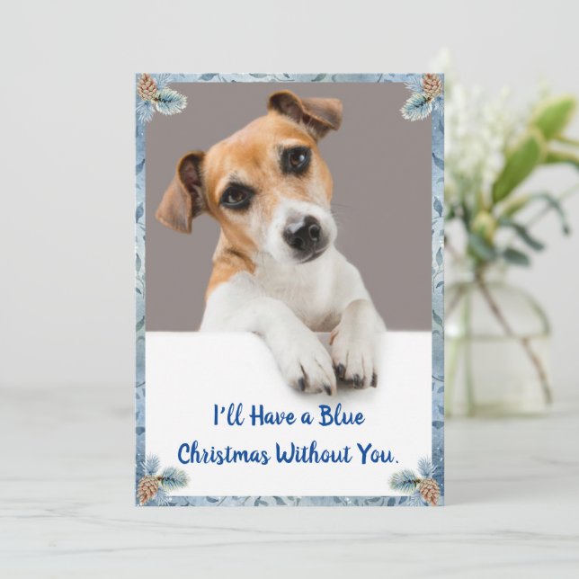 Carte de vacances Blue Christmas Cute Jack Russell (Debout devant)