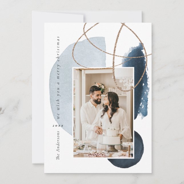 Carte de vacances Blue Navy Boho Modern Geometry P (Devant)