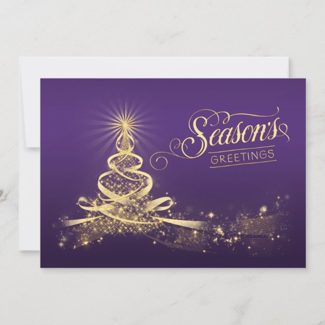 Carte de vacances Bonnes Fêtes | Purple Faux Gold (Devant)