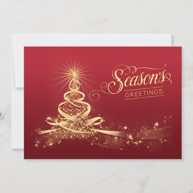 Carte de vacances Bonnes Fêtes | Rouge, Faux Gold (Devant)