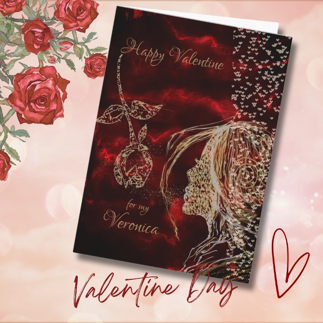 Carte de vacances Bright Red Valentine ( Bright Red Valentine Holiday Card )