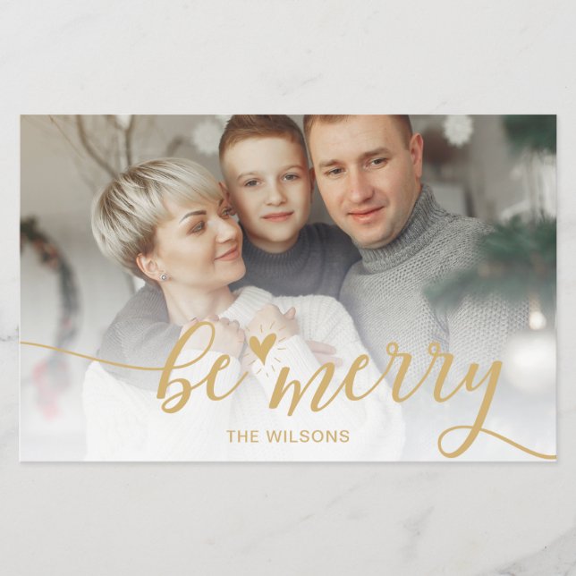 Carte de vacances Budget Be Merry Script Gold (Devant)