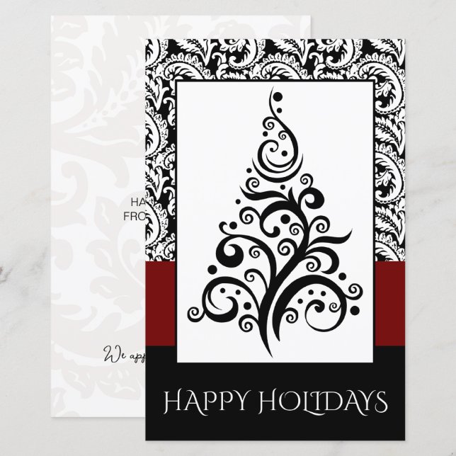 Carte de vacances Budget Black Damas Christmas Tre (Devant / Derrière)