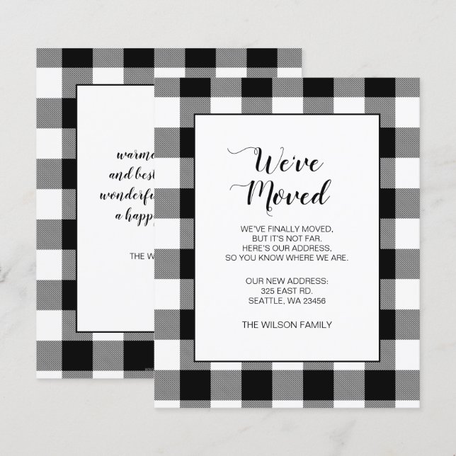 Carte de vacances Budget Black Plaid Nous avons Dé (Devant / Derrière)