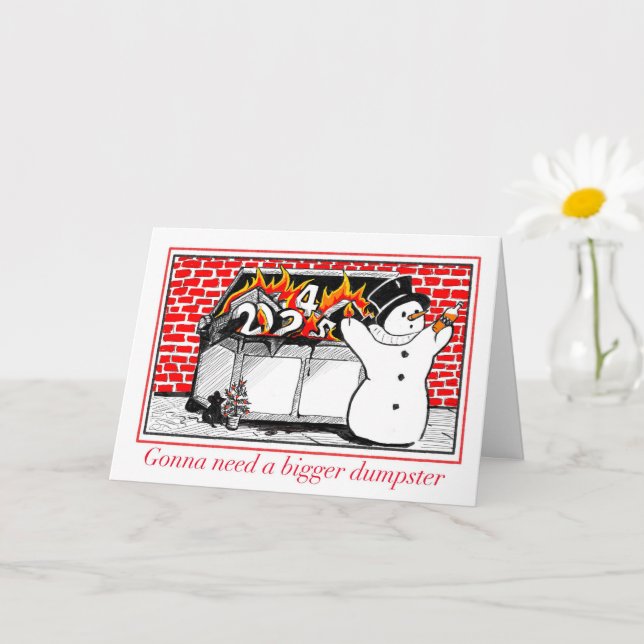 Carte de vacances Burning Dumpster (Petite plante)