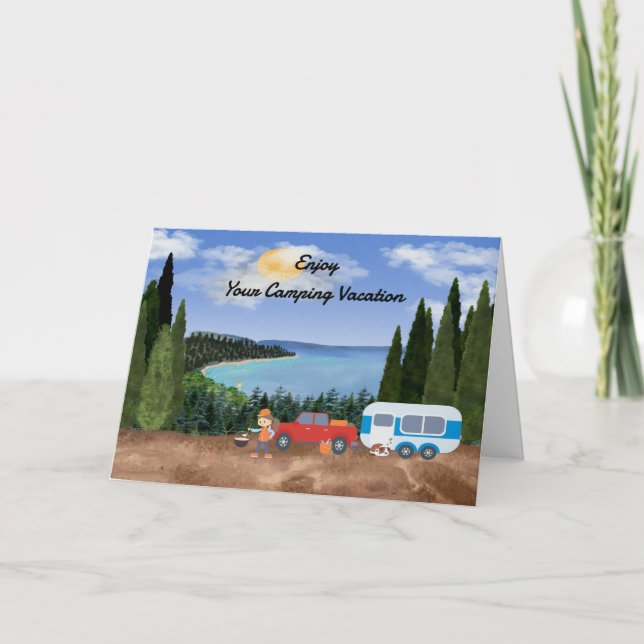 Carte de vacances Camping avec Joli Pittoresque (Devant)