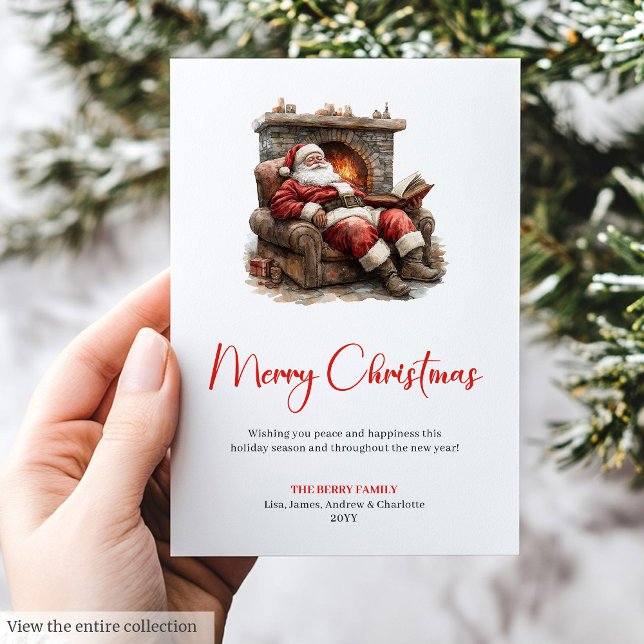 Carte de vacances charmante et personnalisable du  (Charming Santa Claus Custom Editable Holiday Greeting)