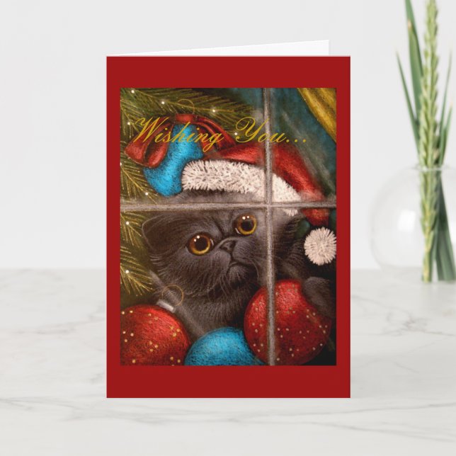 CARTE DE VACANCES CHAT DE LA CUISINE PERSIENNE NOI (Devant)