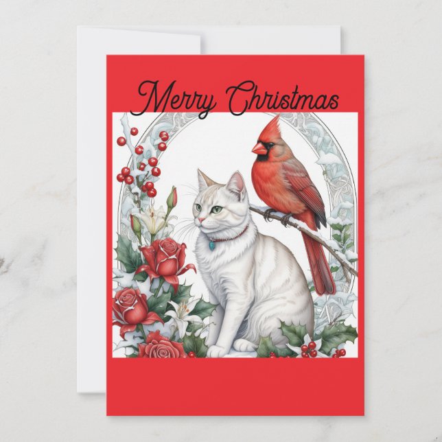 Carte de vacances Chat de Noël à Flat (Devant)