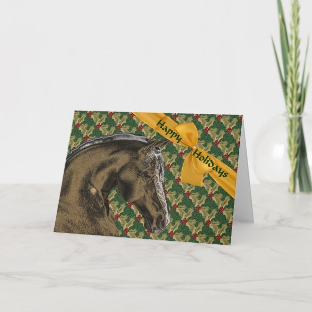 Carte De Vacances Cheval Et Noël Holly (Devant)
