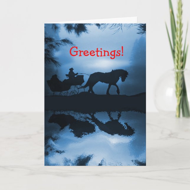Carte de vacances Cheval et Sleigh (Devant)