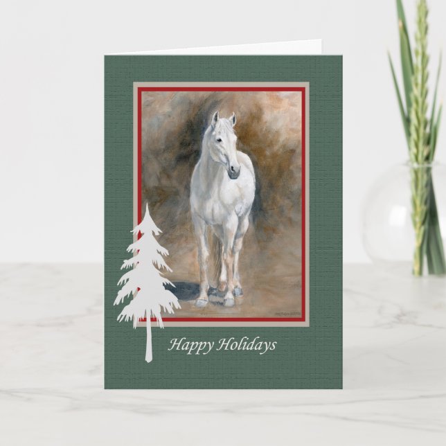 Carte de vacances Cheval gris OTTB (Devant)