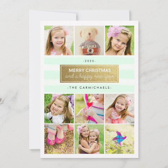 Carte de vacances Chic Mint Gold Photo Collections (Devant)