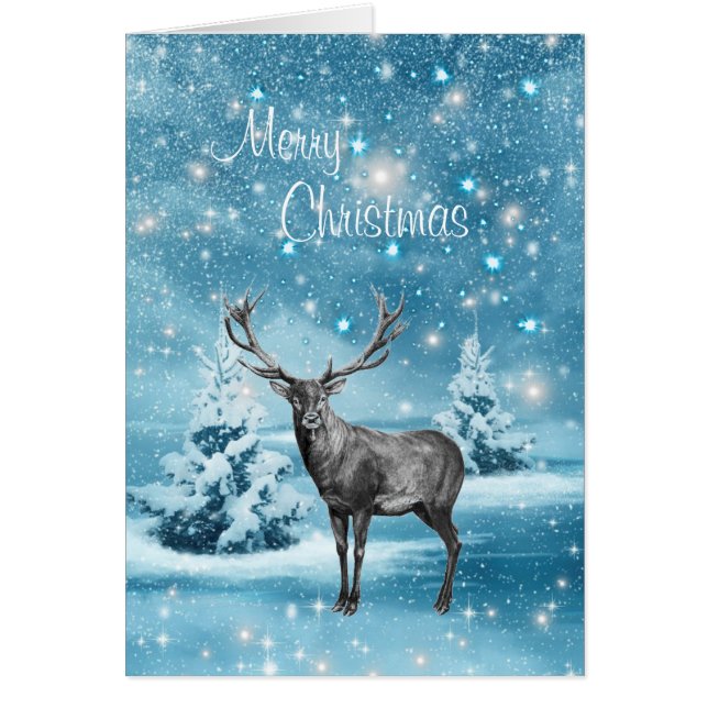 Carte de vacances Christmas Deer Elk Winter Sparki