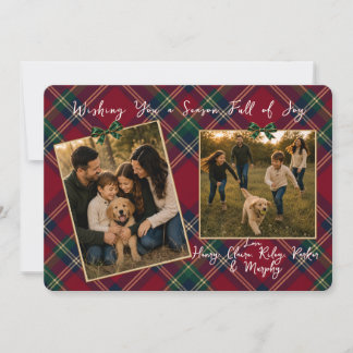 Carte de vacances classique à carreaux tartan avec