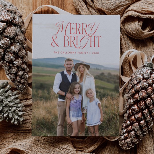 Carte de vacances classique Merry & Bright Photo (Créateur téléchargé)