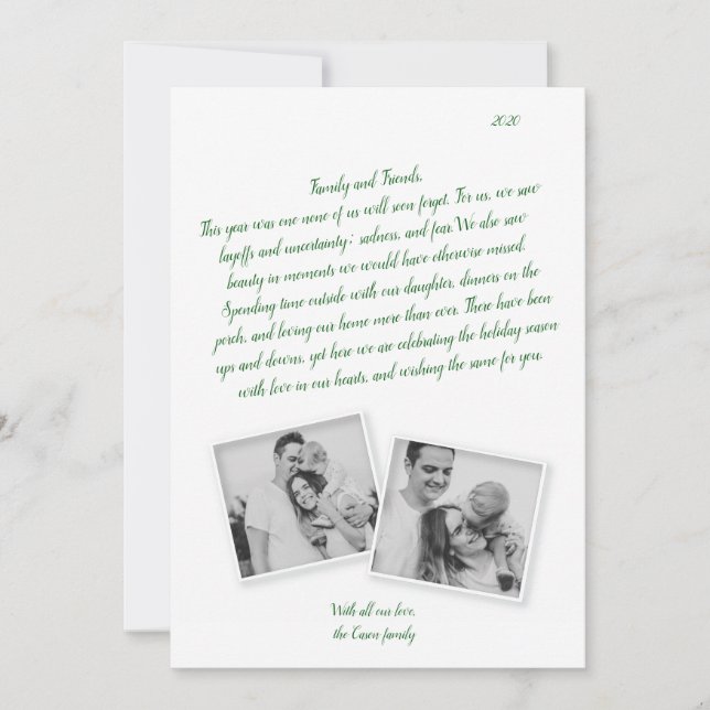 Carte de vacances Coronavirus Script vert (Devant)