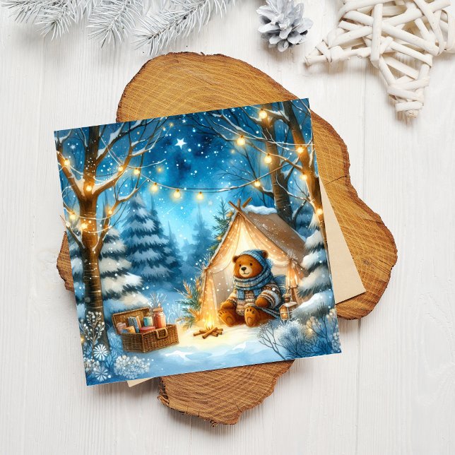 Carte de vacances Cosy Teddy Bear Carré plat saiso (Créateur téléchargé)