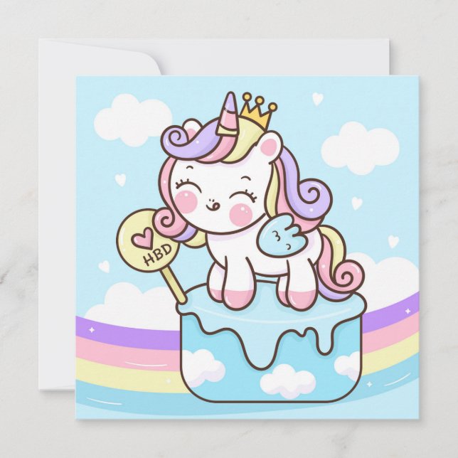 Carte de vacances Cute Unicorn (Devant)