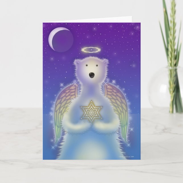 Carte de vacances d'ange d'ours blanc (Devant)