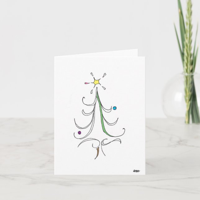 Carte de vacances d'arbre de Noël. dessin (Devant)