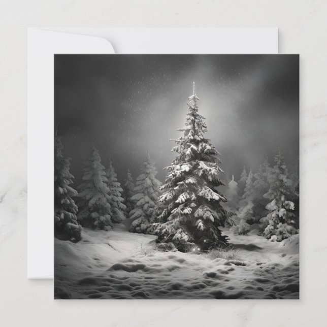 Carte de vacances d'arbre de Noël noir et blanc (Devant)