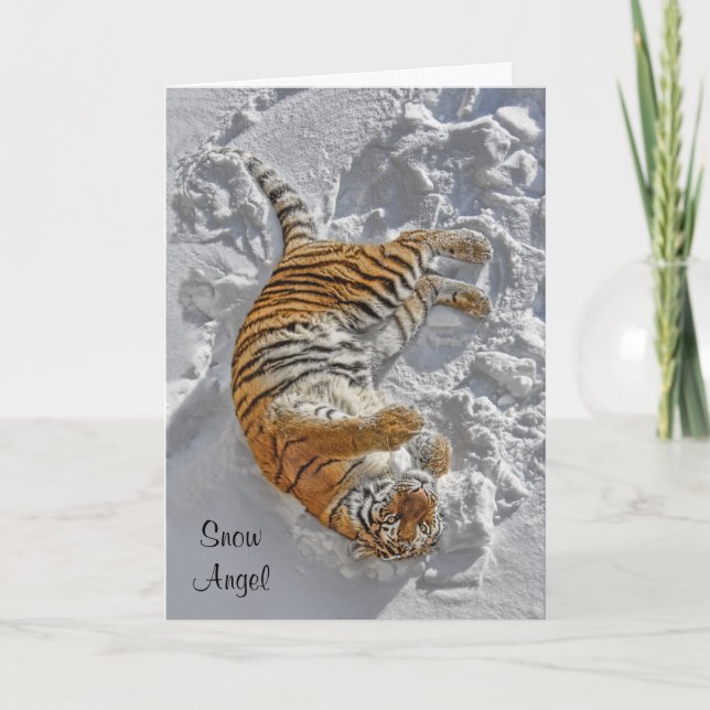 Carte de vacances de "ange de neige" de tigre (Devant)