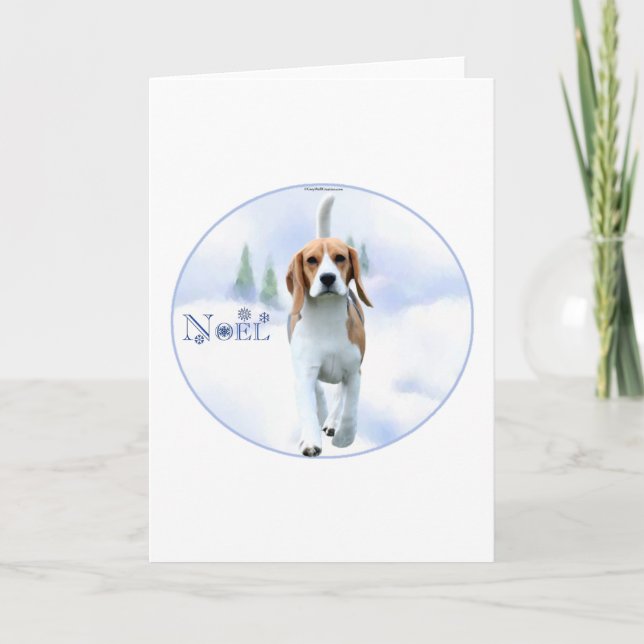 Carte de vacances de beagle de Noel (Devant)
