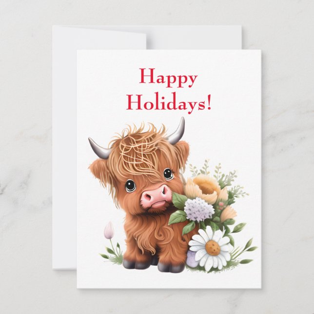 Carte de vacances de bébé vache des Highlands avec (Devant)