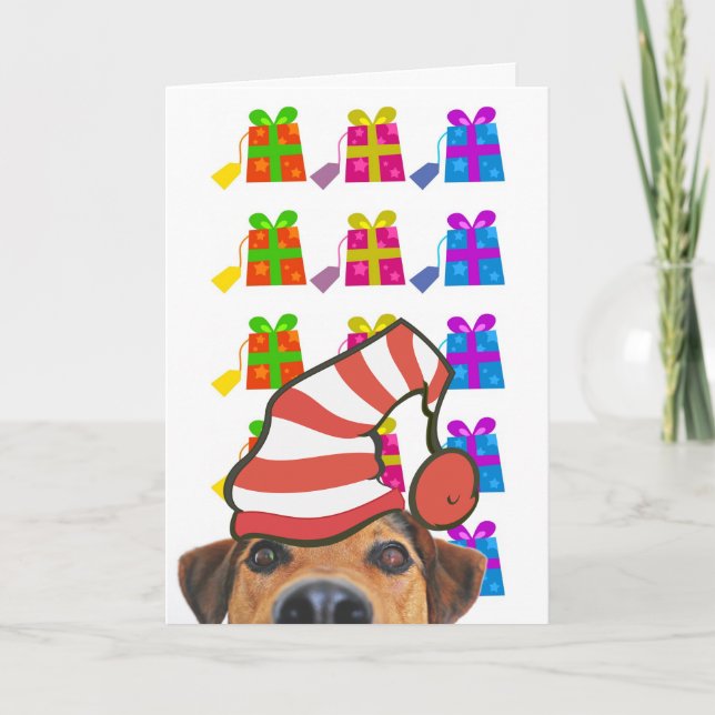 Carte de vacances de chien mignon avec chapeau et  (Devant)