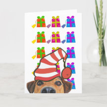 Carte de vacances de chien mignon avec chapeau et 