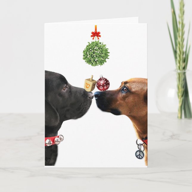 Carte de vacances de chiens chanceux (Devant)