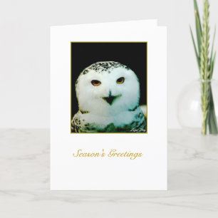 Carte de vacances de Chouette neigeuse - "Joyeux N