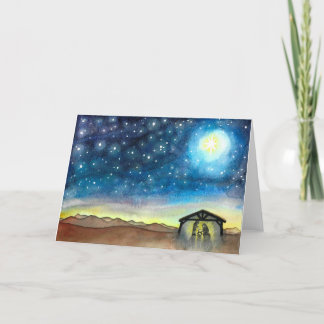 Carte de vacances de ciel nocturne de nativité