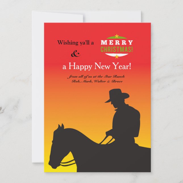 Carte de vacances de cowboy de Noël (Devant)