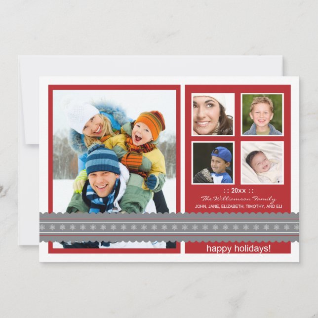 Carte de vacances de famille personnalisée Ribbon  (Devant)