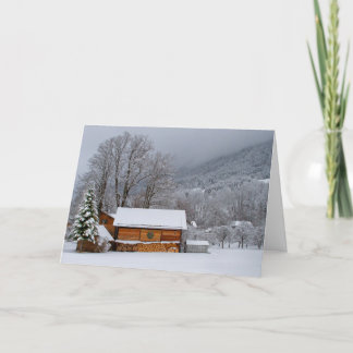 Carte de vacances de grange d'hiver