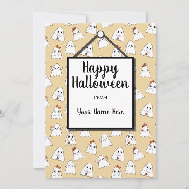 Carte de vacances de Halloween à motif de fantômes (Devant)